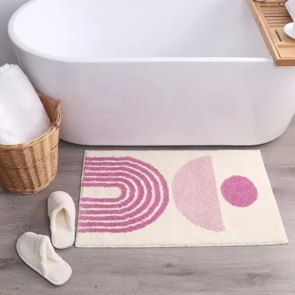 Boho Bathroom Mat Pink Home Decor Cute bathmat light pink art modern decor - Picture 3 of 6